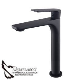 Monomando lavabo alto negro cristal glory