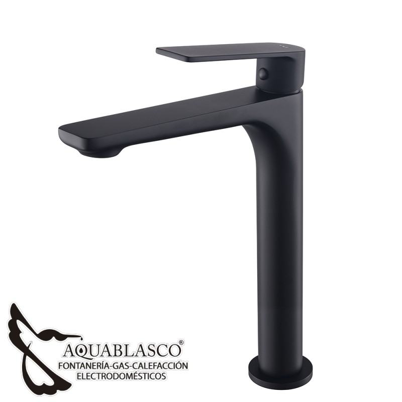 Monomando lavabo alto negro cristal glory