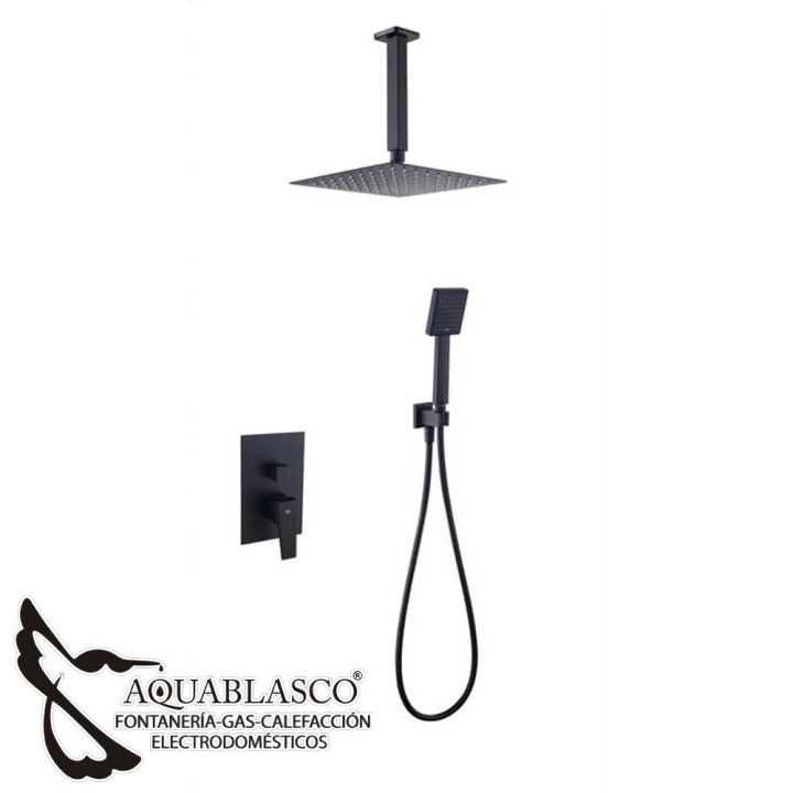 Conjunto ducha empotrado negro Rest
