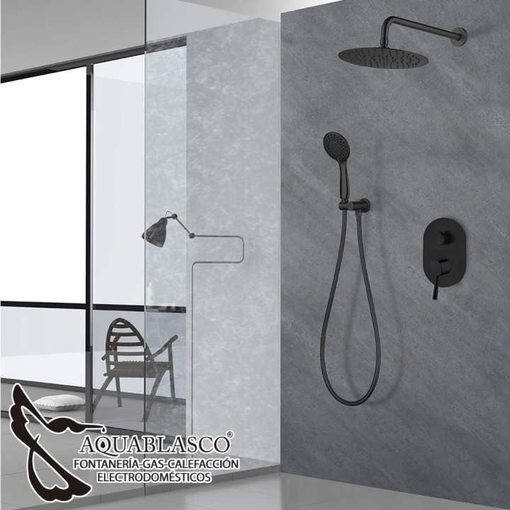 Conjunto ducha empotrado negro Soul
