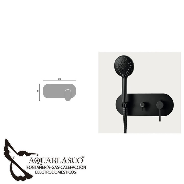 Monomando Ducha empotrado Turin negro Clausybath
