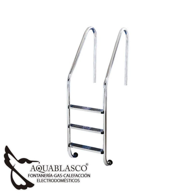 Escalera 3 peldaños piscina acero inox. PQS.