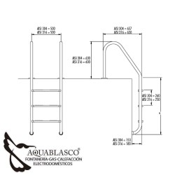 Escalera 4 peldaños piscina acero inox. PQS.