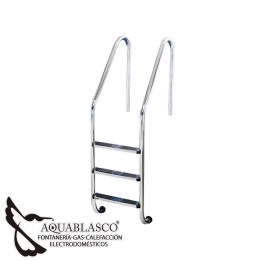 Escalera 4 peldaños piscina acero inox. PQS.