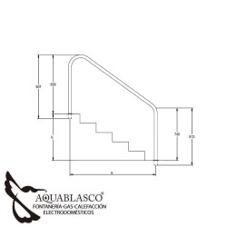 Barandilla 2 curvas empotrar acero inox. PQS.