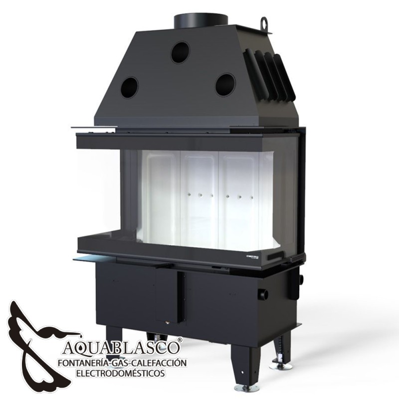 Insert de leña Intra 10 Kw tres caras.