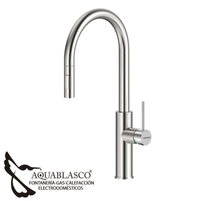 Monomando Freg. extraible Solid acero cepillado