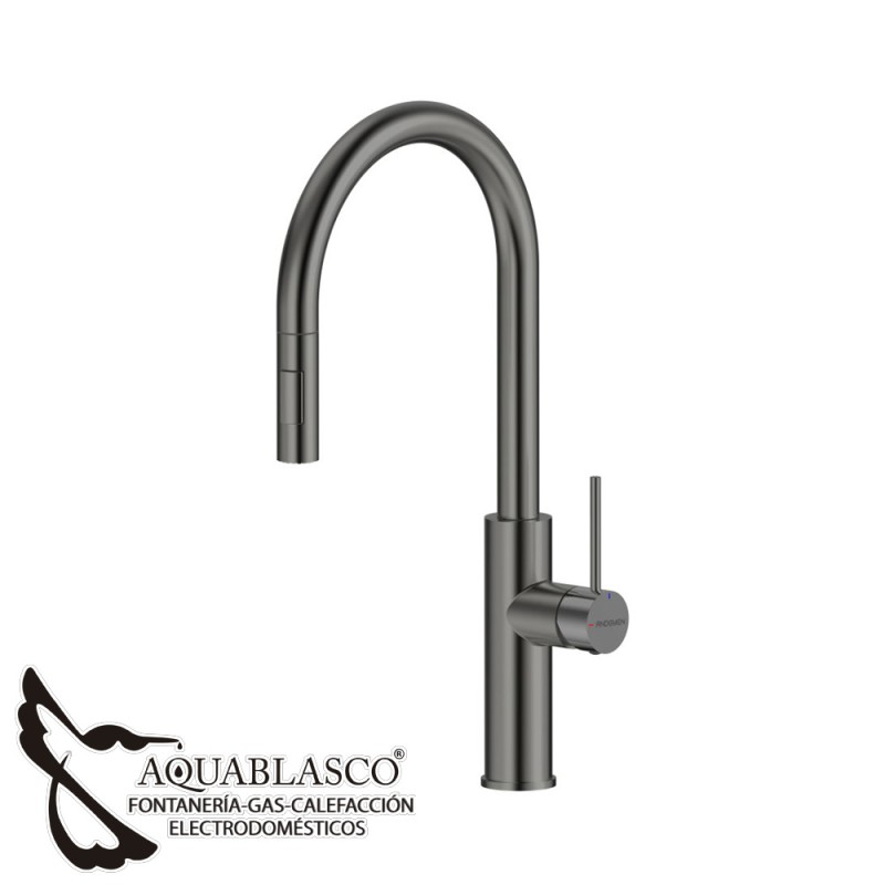 Monomando Freg. extraible Solid Antracita.