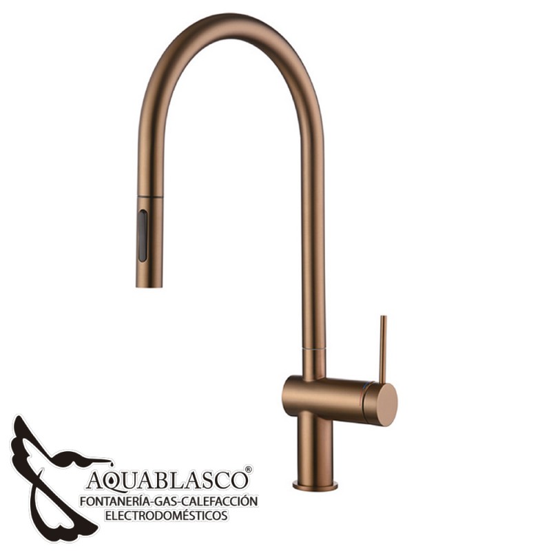 Monomando Freg. extraible Solid Rose Mate.