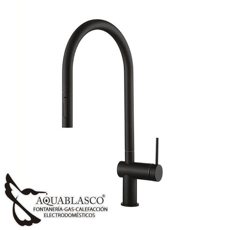 Monomando Freg. extraible Solid Negro Mate.