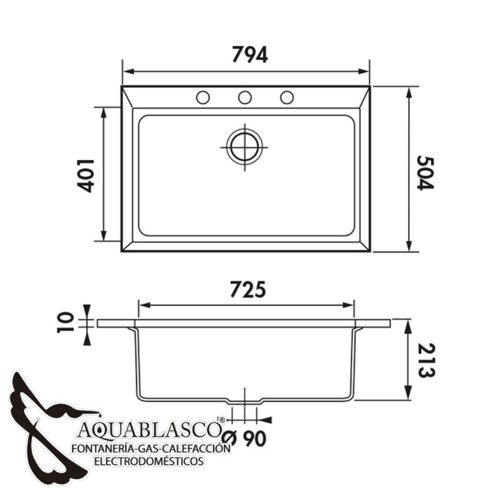 Fregadero 1 C  79 x 50 Quadrille