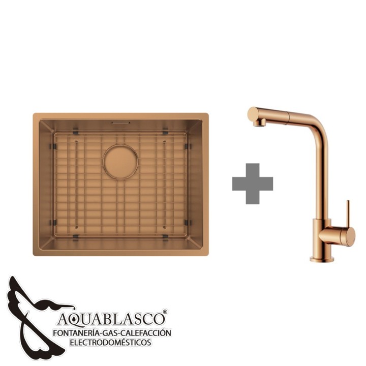 Pack Fregadero y grifo extraible 1 C  54 x 44  Aria