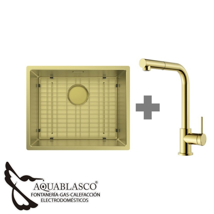 Pack Fregadero y grifo extraible 1 C  54 x 44  Aria
