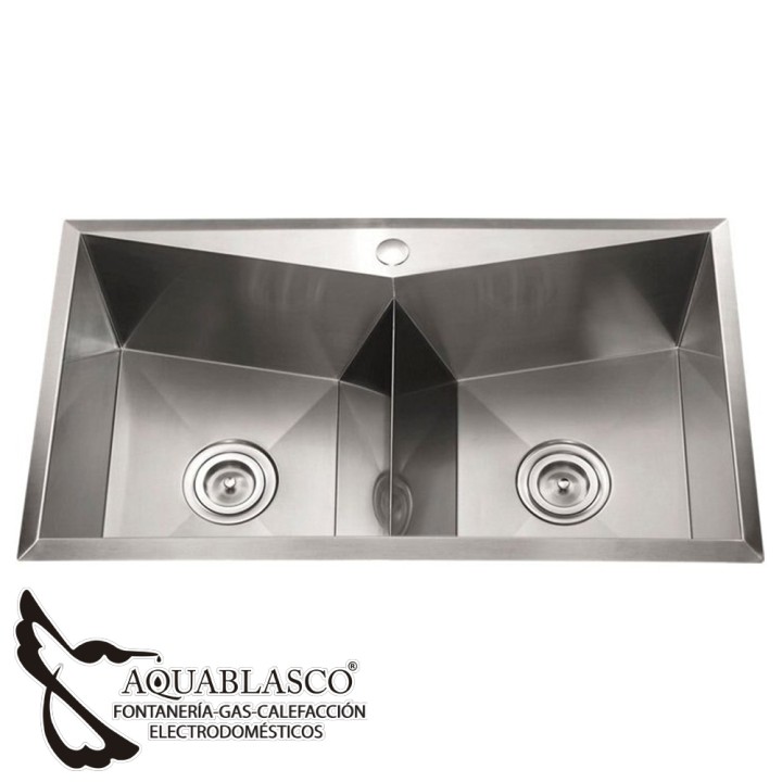 Fregadero 820 x 450 Mm Diamante 2 Cubetas Acero